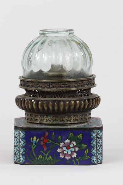 Chine lampe à opium en cloisonné 19ème bon...
