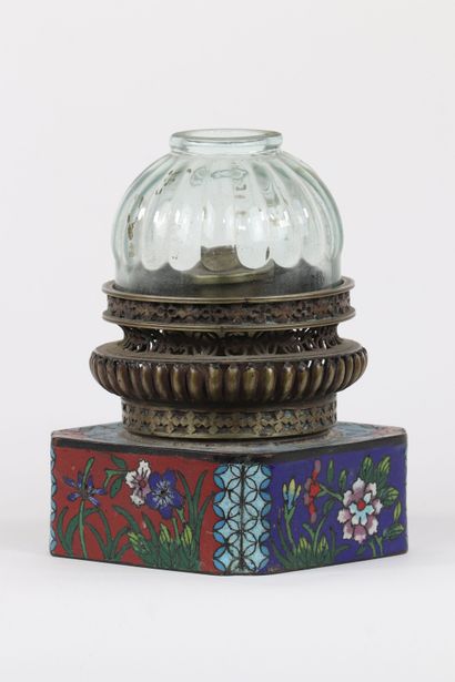 Chine lampe à opium en cloisonné 19ème bon...
