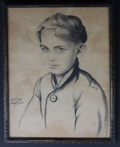 Walter SAUER (1889-1927) dessin jeune garçon...