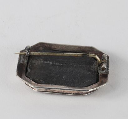 Broche en micro mosaïque italienne et argent...