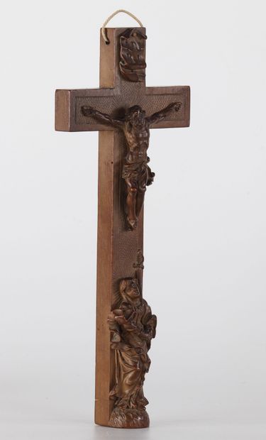 Croix reliquaire en bois sculpté art baroque...