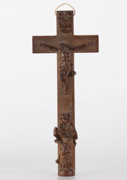 Croix reliquaire en bois sculpté art baroque...