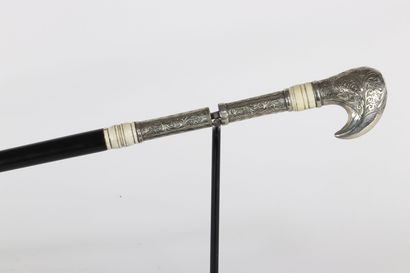 Canne ancienne mécanique - canne épée, argent...