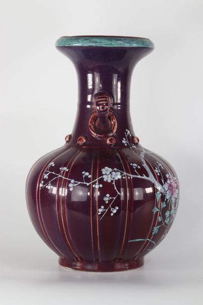 Grand vase flambé en porcelaine de chine...