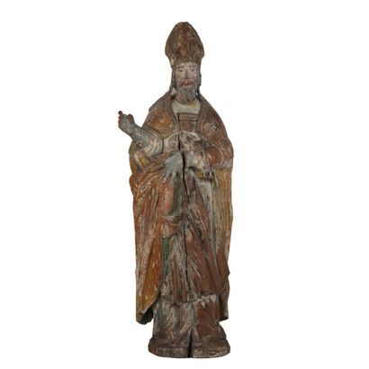 Imposant Saint en bois polychrome 17ème
Dimensions:...