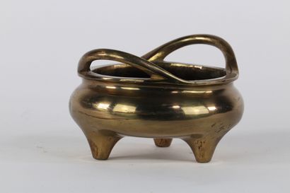 CHINE, brûle parfum en bronze, marque sous...