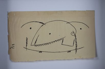 Jean Cocteau encre sur papier œuvre original....