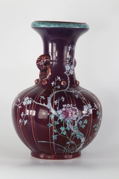 Grand vase flambé en porcelaine de chine...