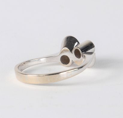 Bague en or blanc(18k) et 2 diamants pour...