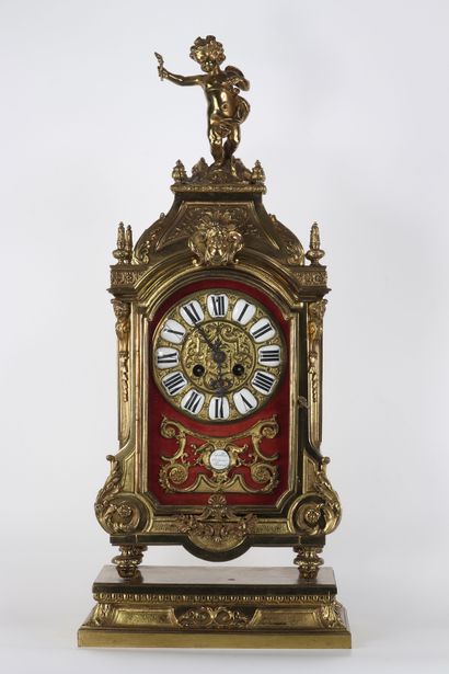 Imposante pendule et son socle en bronze...