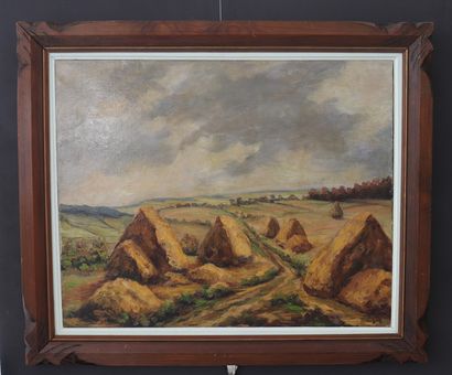 Fernand PONTHIER (1885-1952) huile « foins...