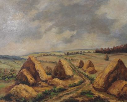 Fernand PONTHIER (1885-1952) huile « foins...