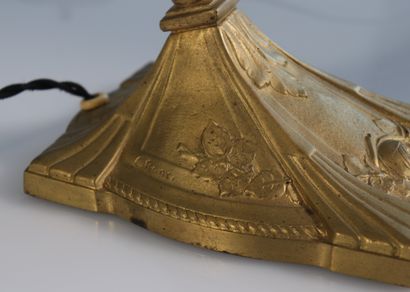 Paire de lampes, pied en bronze de Charles...