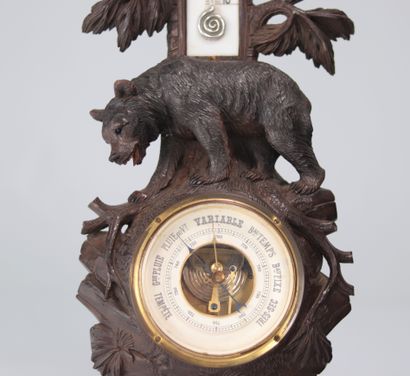 Forêt noire Baromètre thermomètre ours sculptés...