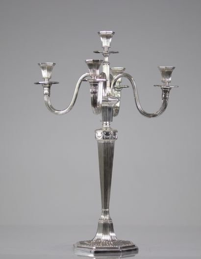 Chandelier 5 branches, argent massif 800...