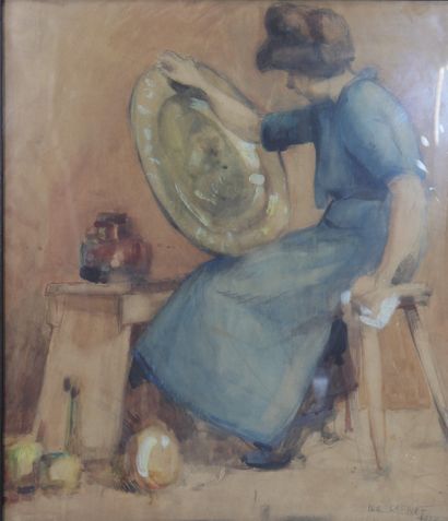 Luc LAFNET (1899-1939) aquarelle « jeune...
