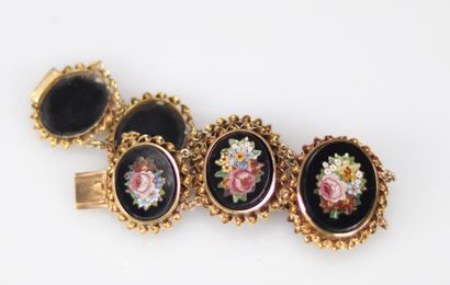 Bracelet en or jaune (18k) et plaque en micro...