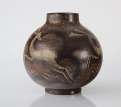Charles Catteau Keramis rare vase à décor...