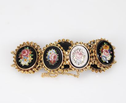Bracelet en or jaune (18k) et plaque en micro...