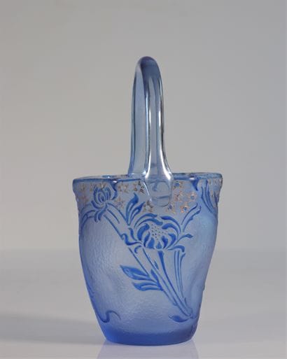 Panier en verre gravé Daum 