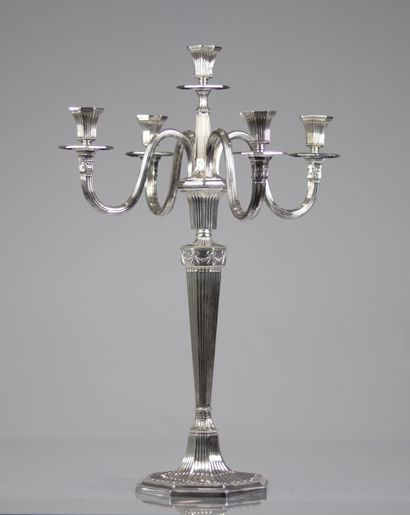 Chandelier 5 branches, argent massif 800...