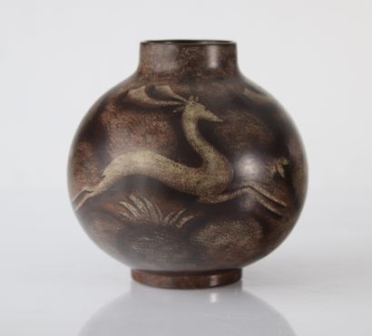 Charles Catteau Keramis rare vase à décor...