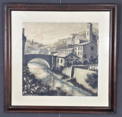 Aquarelle vue de village signature non identifiée
Poids:...