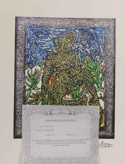 Robert Combas. L’homme jaune. Lithographie...