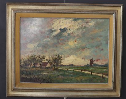 Maurice DE MEYER (1911-1999) huile « vue...