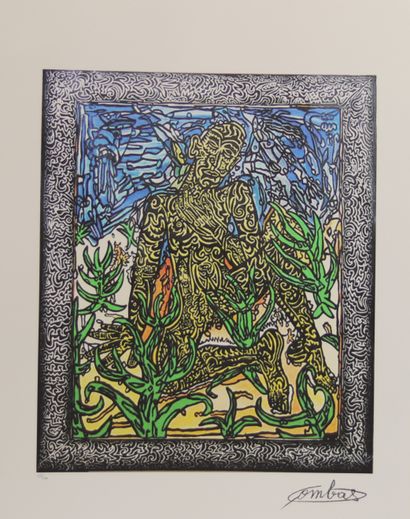 Robert Combas. L’homme jaune. Lithographie...