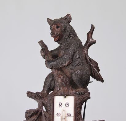 Forêt noire Baromètre thermomètre ours sculptés...