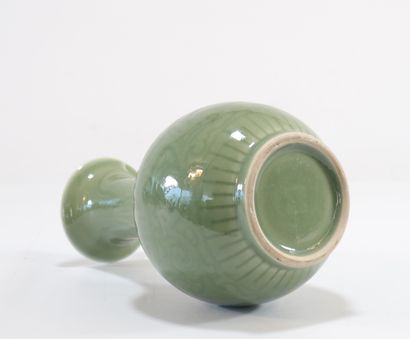 Green Chinese porcelain vase with floral...