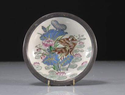 Chinese plate with floral decoration and...