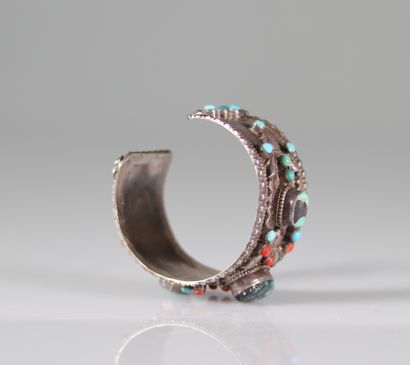 Old bracelet decorated with turquoise and...