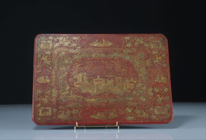 Wooden plaque decorated with 19th century...