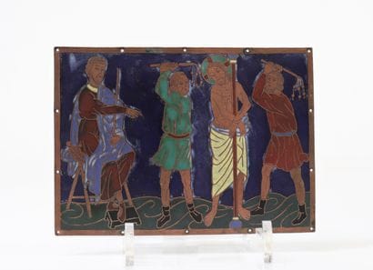 Plaque in cloisonné enamels (Limoge?)
Weight:...