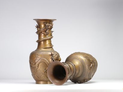 Pair of large Chinese bronze vases decorated...