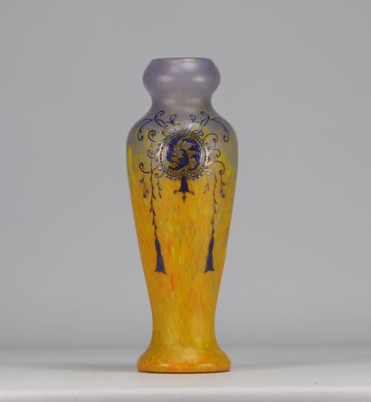 Charles LEGRAS, Art Nouveau vase with enameled...