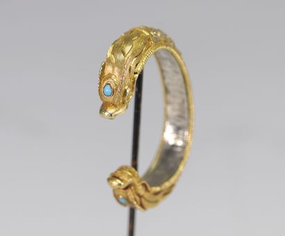 China, 9k gold, silver and turquoise 