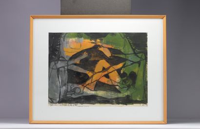 Jean SCHULER mixed media with dark colors...