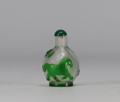 China, green and transparent overlay glass...