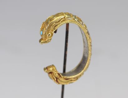 China, 9k gold, silver and turquoise 