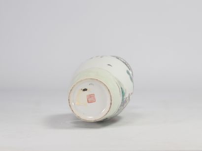 Porcelain vase decorated with brightly colored...