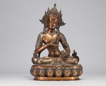 Bodhisattva statue in bronze and brass.
Weight:...