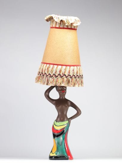 Vallauris - Ceramic Africanist lamp from...