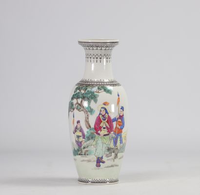 Porcelain vase decorated with brightly colored...