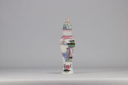 China, covered porcelain vase, decorated...