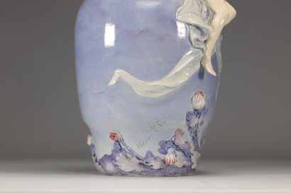 Henri PLÉ (1853-1922), imposant vase en faïence...