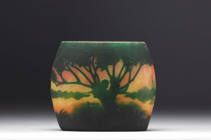 DAUM Nancy - Petit vase ovale à décor de...