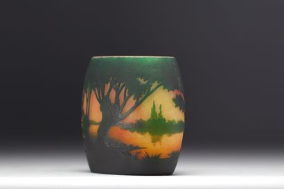 DAUM Nancy - Petit vase ovale à décor de...